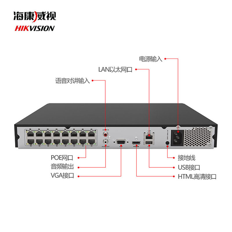 海康威视8路网络硬盘录像机POE供电高清监控主机7808NB-K2/8P